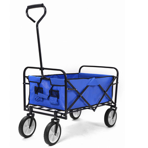 Chariot de camping pliable en tissu Oxford bleu à quatre roues pour usage extérieur - Product Image 1