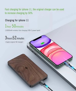 Bằng gỗ sạc không dây 10000mAh ngân hàng điện làm bằng gỗ và kim loại với độc đáo Slim Desgin - Product Image 3