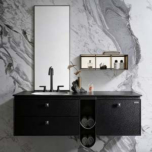 Balom Custom Full Set Matte Black <b>with</b> <b>Mirror</b> Cabinet Wall Mounted <b>Storage</b> Soft Closing Drawer Modern Waterproof Design - Product Image 2