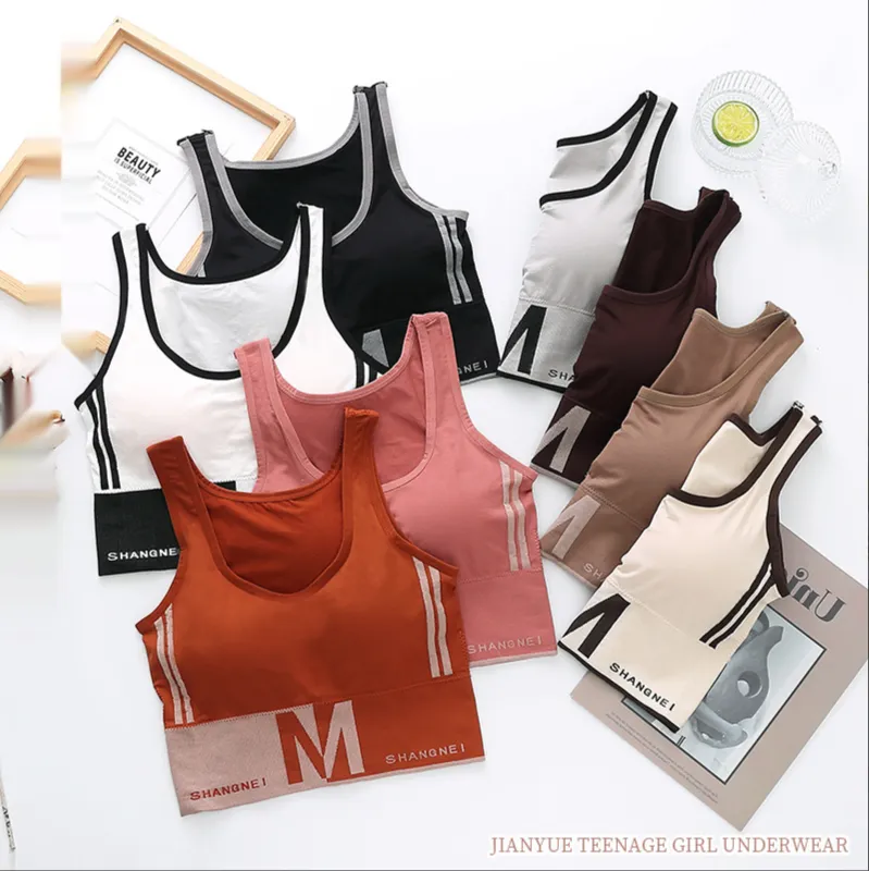 Outside Wear Chest Wrap Cotton Padded Breathable Nylon Camisole Ribbed Crop Tops Fashion Sport Womens Tube Top