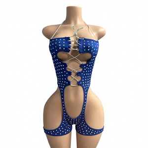 النخب مصدر المصنع بيع بالجملة مخصص حجر الراين ملابس الرقص الغريبة Bodysuits الغريبة قاعة الرقص - Product Image 1