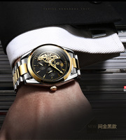 Montre mécanique automatique TEVISE 795A personnalisée pour homme, bracelet en cuir et acier, mode, lumineuse, montre de business, fournisseur en gros