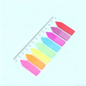 Marcadores de Página Adhesivos Fluorescentes Multicolor con Regla, Bloc de Notas Adhesivas, Útiles de Oficina y Papelería Escolar - Product Image 5
