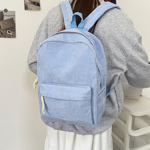 Dropshipping Vintage Corduroy Lightweight <b>Backpack</b> Casual Daypack for Women <b>School</b> Travel Leisure Use - Product Image 2