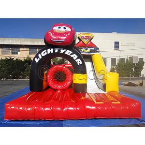 Precio al por mayor: Tobogán inflable comercial de velocidad extrema 7x4m para carreras de coches, tobogán inflable seco y pista de obstáculos pequeña para niños - Product Image 1