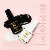 Kit de vernis à ongles gel UV noir et blanc classique - Couleurs super brillantes pour le nail art, les French manucures et les lignes fines