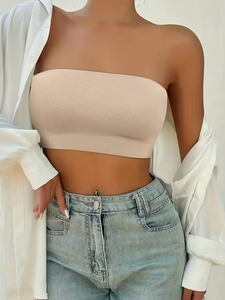 Top de mujer sin tirantes tipo tubo, banda para el pecho, sin forro, sin costuras, transpirable y cómodo. - Product Image 5