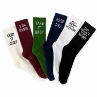 Chaussettes de sport en coton à semelle épaisse style slogan avec semelle mi-éponge