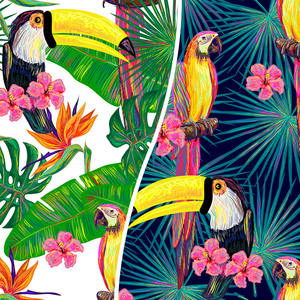 Atacado tecido de alta qualidade padrão de papagaio (5 padrões) impressos tecidos lisos para vestuário, cama, etc - Product Image 1