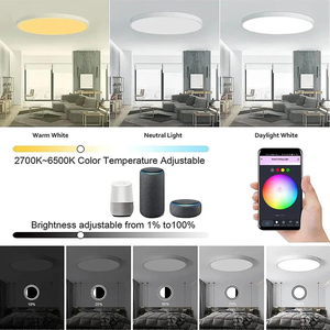 Plafonnier LED intelligent Tuya <span class=keywords><strong>MI</strong></span> Wi-Fi moderne 24W pour la maison, type A19, RGB, pleine couleur, dimmable, commande vocale et par application, alimentation CA - Product Image 4