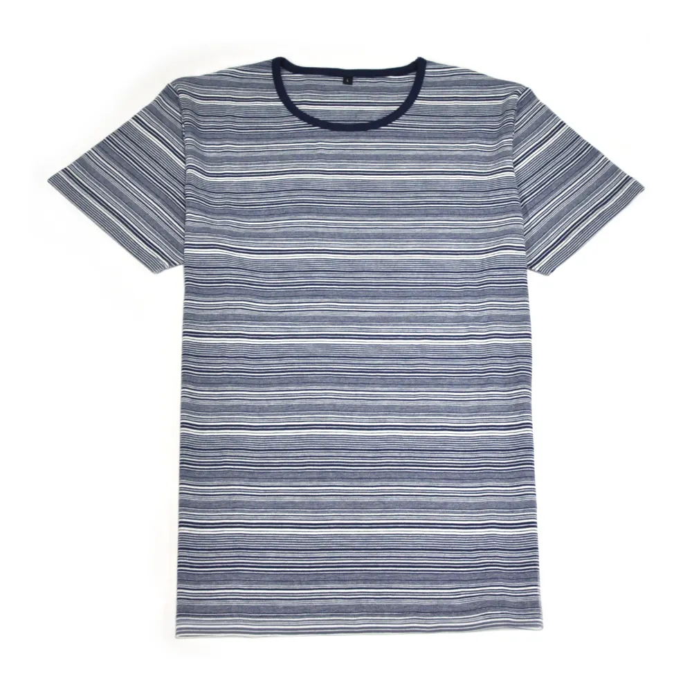 100% algodón OEM diseñadores en blanco Casual Customs Logo transpirable cuello redondo manga corta rayas gruesa camiseta de hombre