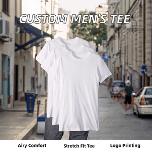 T-shirt à manches courtes pour homme en tissu jersey extensible respirant, uni, avec logo imprimé en sérigraphie pour les commandes en gros - Product Image 2