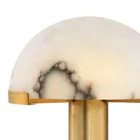 Lampe de table en marbre d'albâtre espagnol de luxe, décoration d'intérieur avec abat-jour en métal, lampe de table LED