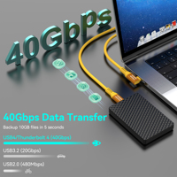Câble de données USB-C vers USB-C tressé à angle droit 90 degrés USB4 Thunderbolt 4 40 Gbps 240 W PD 8K60Hz 2 m pour charge rapide et transfert de données pour ordinateur portable et SSD