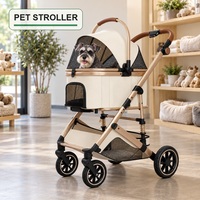 Poussette pliable pour animaux de compagnie avec cabine amovible, auvent en maille noire et roues en EVA pour les promenades quotidiennes des chiens et des chats