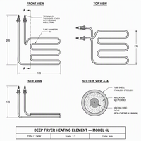 Élément chauffant tubulaire immergé en acier inoxydable 6L pour friteuse électrique commerciale