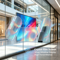Layar Film Kristal LED Lengkung P6-6, Layar LED Film Transparan Ultra Tipis untuk Dekorasi Partisi Kaca Kantor