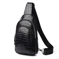 Tas Dada Pria Pola Buaya Tas Pria Kulit Sapi Lapisan Atas Tas Selempang Bahu Tas Dada Kulit Asli Desain Sederhana
