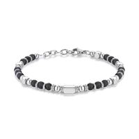 Chaîne de main en acier inoxydable réglable 4 mm avec perles de pin noir mat, bleu, violet et pin impérial – Idéale pour un anniversaire – Meilleure vente