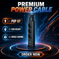 Prise de bureau escamotable dissimulée 3 prises USB-A USB-C PD 20W 16A en cuivre ABS, extension de bureau encastrée, prise de courant pour bureau