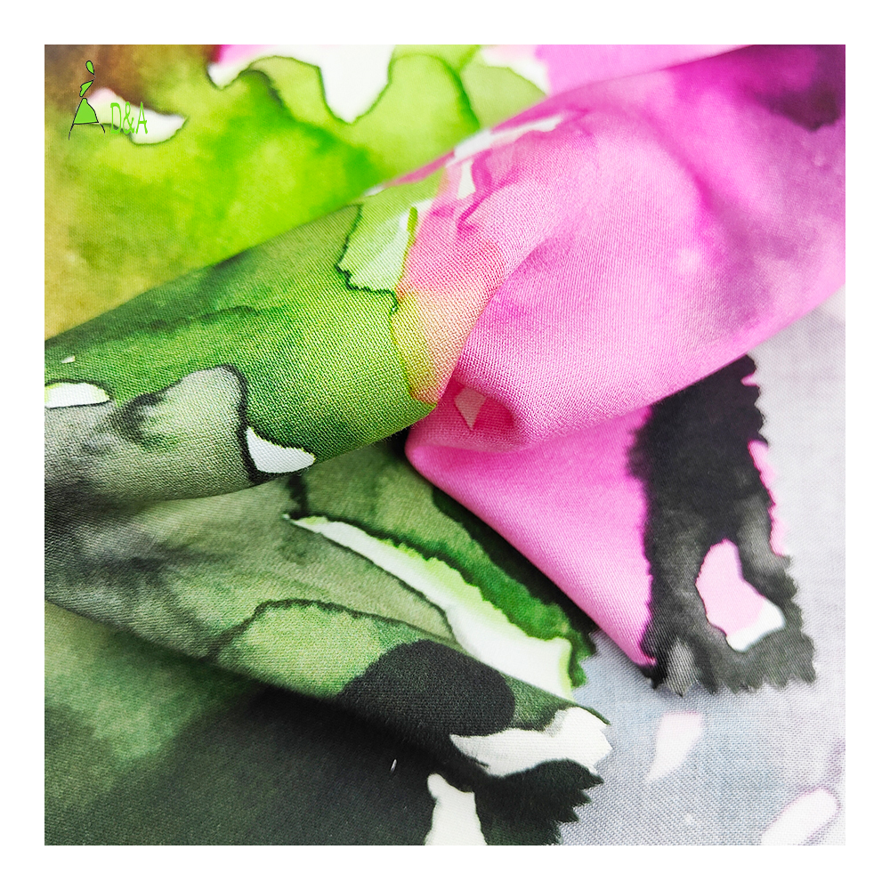 Высококачественная 100% искусственный шелк цветная печать на вискозе искусственный шелк атласная ткань для платья и пижамы