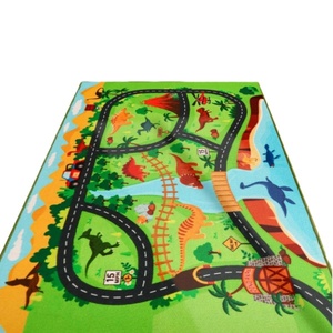 Alfombra Infantil con Estampado de Dinosaurios, Alfombra de Juego Personalizada, Tapete de Juego para Niños, Tapete de Carretera - Product Image 1