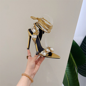 Sandales de danse sexy à bride cheville pour femme, talons aiguilles 12 cm, à lacets, pour soirée, mariage, été, collection 2025 - Product Image 6