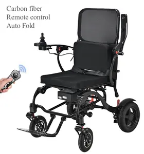 Cadeira de rodas elétrica de fibra de carbono totalmente dobrável para viagens de luxo, bateria de lítio leve, ideal para vendas em 2024