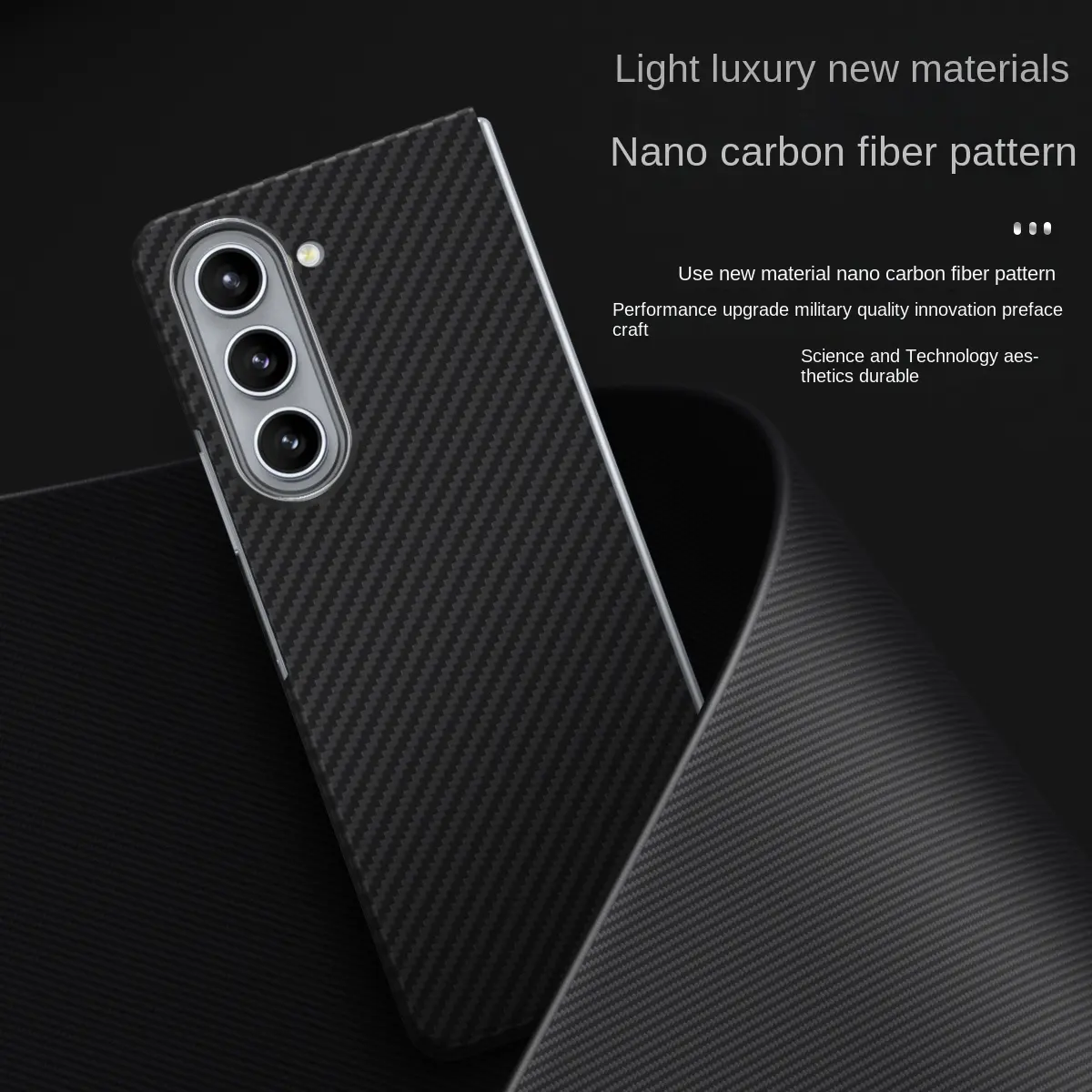 Magnetic Wireless Charging Ultra-Thin Mobile Phone Case for Samsung Galaxy Fold 5 Carbon Fiber Hard Phone Case Anti-Fall
