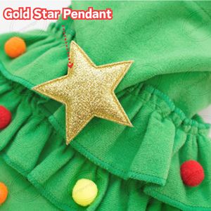 Costume de chat de fête de Noël tenue d'arbre de Noël drôle Cape de Noël pour animaux de compagnie avec pompon et étoile - Product Image 6