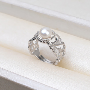 Anneau ouvert en dentelle en argent S925 fait à la main par Wenchi, accessoires de bijoux DIY pour femmes, avec support pour perle de 8-9 mm, anneaux de jonction plaqués or 1458 - Product Image 3