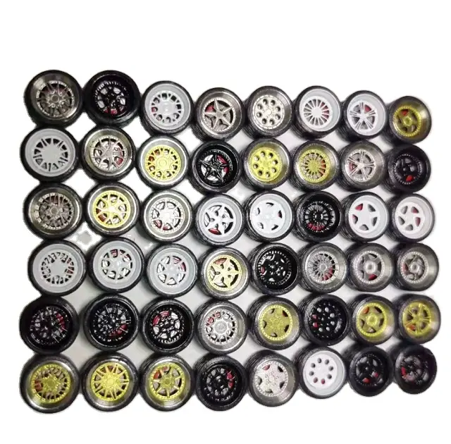 H Type 1:64 Scale Alloy Wheels cauchos & Tire Pack Series for Toy Vehicles and Model Cars