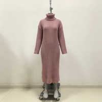 Robe longue en maille côtelée rouge de haute qualité pour femme, personnalisable OEM & ODM, collection Gillian Midi, vente en gros