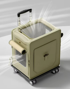 Lipat bernapas dalam ruangan luar ruangan lembut dilapisi bingkai logam perjalanan peti tas kereta dorong luar ruangan roda besar anjing kucing pembawa - Product Image 2