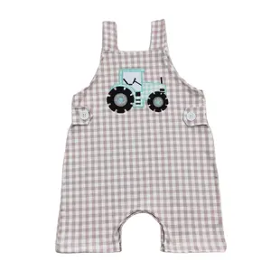 RTS tidak ada MOQ pakaian bayi laki-laki bordir baju pertanian anak laki-laki romper traktor bayi pakaian musim panas balita