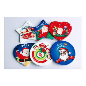 Pendentif en céramique en forme de cœur de Noël, 3 pouces, imprimé en couleur, ornement personnalisé, décoration suspendue - Product Image 2