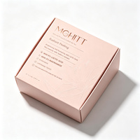 Boîte cadeau rigide rose nude écologique personnalisée, carton pliable avec gaufrage et estampage or pour emballage de crème pour le visage, crème pour les yeux, soins de la peau