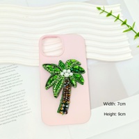 Autocollants faits à la main en tissu d'aigle perlé cocotier vent frais bricolage décoratif étui de téléphone portable sac accessoires poignée de téléphone pour
