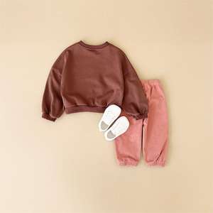 Одежда для маленьких девочек, милые От 0 до 4 лет весенние наряды, 2 шт., вельветовый Топ с цветочным принтом и длинным рукавом + штаны, детская одежда - Product Image 4