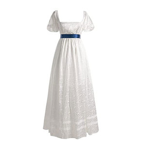 Vestido Pirata Victoriano Renacentista para Mujer, Blanco con Cinturón Verde, Disfraz de Fantasía, Cosplay - Product Image 5