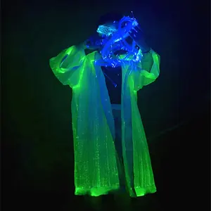 Ropa de fibra óptica para club nocturno, traje de Hip Hop, luz Led Rgb, tela de fibra óptica