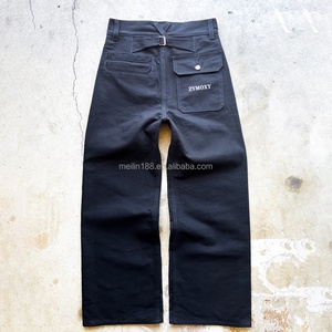Jeans personnalisés à la mode avec motif léopard à la taille, pantalon en denim boutonné pour hommes, jeans baggy à jambe droite de haute qualité - Product Image 3