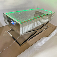 Offre Spéciale WXF-582 ARGENT Écrasé Diamant Meubles Avec support En Acier inoxydable avec haut-parleur et bleu dent LED table BASSE