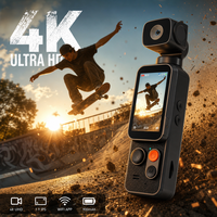 Mini caméra DV de poche 1080P+720P pour vlog, écran LCD rotatif IPS de 1,9 pouce 170°, batterie intégrée de 900 mAh, enregistrement en boucle
