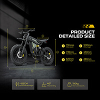 Moto électrique tout-terrain 3000W (pic 7000W) 90Nm 90km/h avec batterie lithium 60V30Ah, amortisseur arrière et chargeur 71.4V 3A