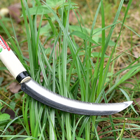 Faucille multifonctionnelle industrielle agricole de jardinage, pour couper l'herbe, avec manche en bois, en acier au manganèse dentelé
