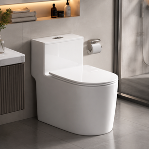 Inodoro de Cerámica de Una Pieza para el Hogar, Diseño Moderno y Minimalista, Inodoro para Baño de Villa, Apartamento Pequeño, Sifón Súper Giratorio, Gran Capacidad - Product Image 1