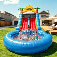 Toboggan aquatique gonflable double piste avec mur d'escalade et piscine à jets, en PVC robuste, pour extérieur et jardin, idéal pour les fêtes estivales
