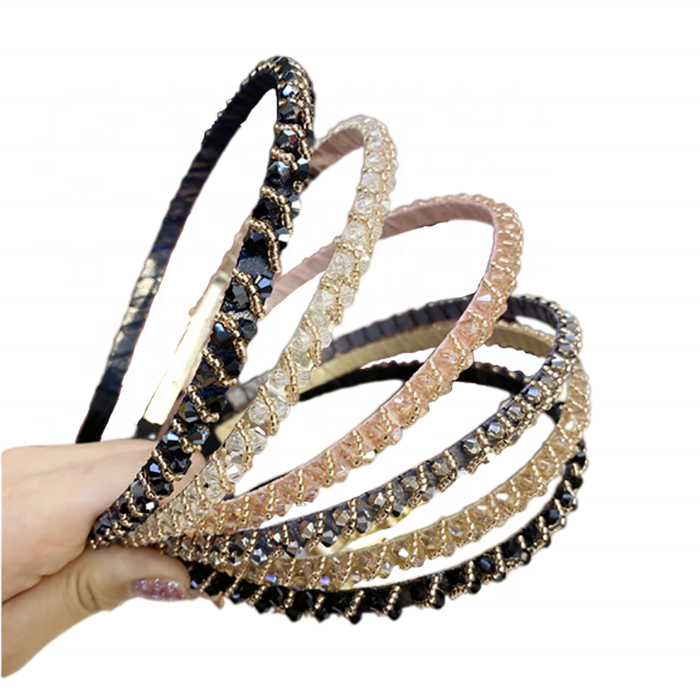 Модные аксессуары для волос для девочек, ободки со стразами, повязка на голову в простом стиле на лето