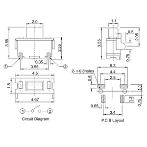 YZA-022 2*4*3.5 SMD Side <span class=keywords><strong>tact</strong></span> chuyển đổi Micro <span class=keywords><strong>push</strong></span> <span class=keywords><strong>button</strong></span> chuyển 2pin Mini <span class=keywords><strong>tact</strong></span> chuyển đổi - Product Image 6